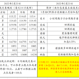 2022年2月23日蔡晓峯每日市场观点